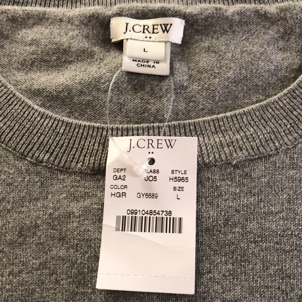 J. Crew Lightweight Gray Sweater 100% Cotton with Tie Sleeves Size L - Picture 6 of 7